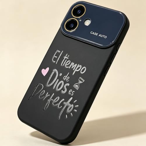 for iPhone 17 Case God's Timing is Perfect Spanish Bible Verse Phone Case, Full Camera Lens Protection, Shockproof Drop Resistant Durable Cover (Black, iPhone 17) - color: black, size: iPhone 17