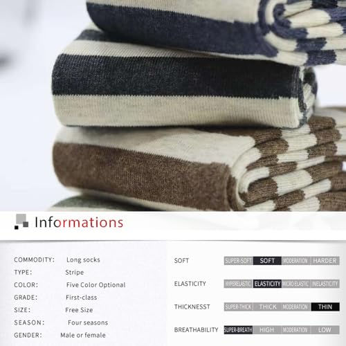 Men's Colorful Striped Dress Socks, 5-Pack Cotton, Sock Size 10-13 - color: Classic Neutral Stripes