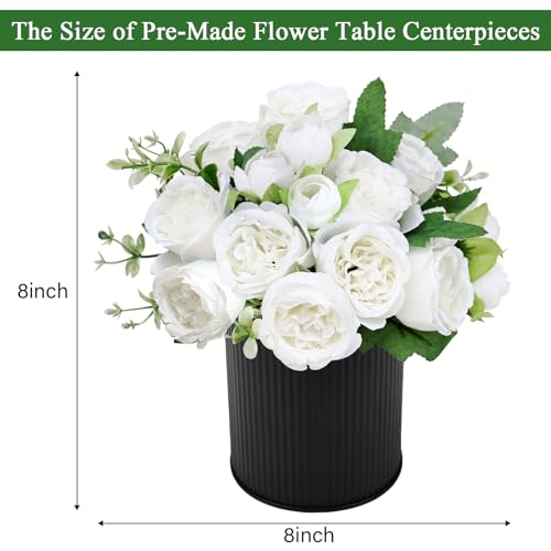 6 Set Pre-Made Flower Table Centerpieces - White - color: White, size: 6 X Peonies Table Centerpieces