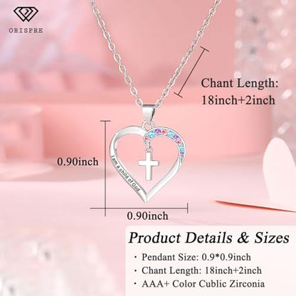 Cross Necklace for Girls- Child of God Gifts for Girls Jewelry - style: Granddaughter