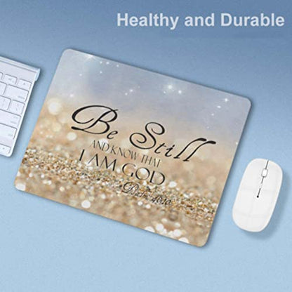 Christian Bible Verses Mouse Pad, Square Waterproof Non-Slip Rubber Base MousePad for Office Laptop, 9.5"x7.9"x0.12" Inch (Be Still) - color: S1013