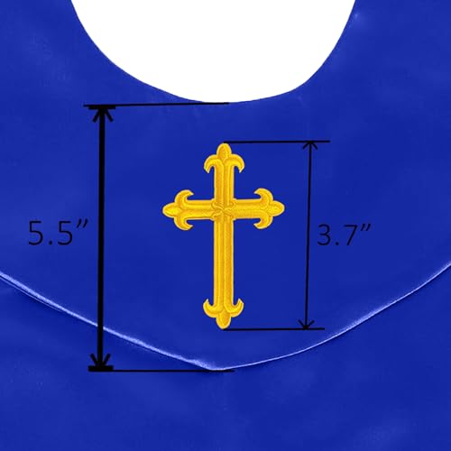 GradPlaza Unisex V Shape Church Choir Stole with Gold or White Embroidery Cross for Adults Church - color: Blue, style: Gpld Cross