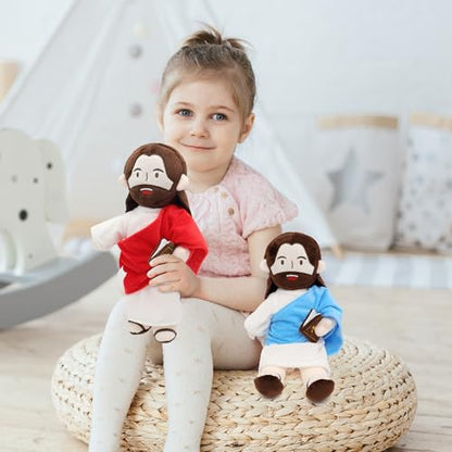 Yelakey Jesus Plush - 13.4“ Voice Jesus Plush Toy Speaking 20 Bible Verses and Singing 3 Bible Songs, Religious Stuffed Doll for Kids, Christian Easter Gift for Church and Sunday School - color: Red