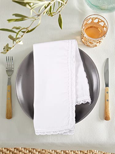 Hausattire Cloth Dinner Napkins, 12-Pack, 20x20 in, White