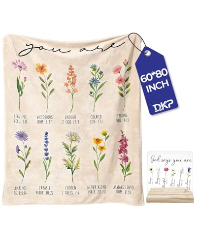 Floral Christian Blanket - Ultra-Soft 60"x80" Throw Blanket for Women, Featuring Uplifting Scripture & Design, The Perfect Inspirational & Religious Gift for Her