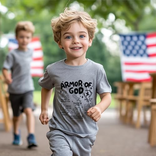 Kids Christian Shirt Toddler Created with a Purpose Shirt Boys Girls Bible Verse Religious Clothes 2-7 Years - color: Armor of God#7, size: 4T