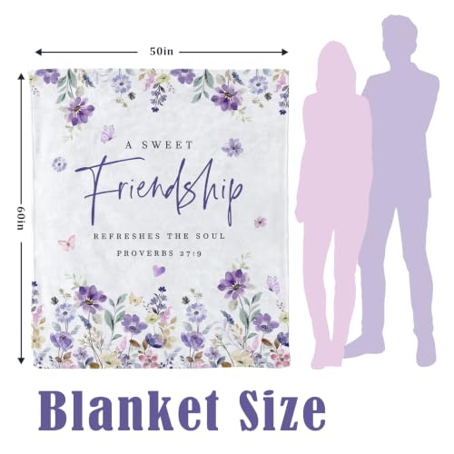 Friendship Gifts Blanket Throw 60X50 Friend Birthday Gift for Women - color: Purple-friendship, size: 50*60