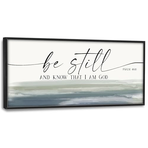 Flintis Large Christian Wall Art Be Still and Know That I Am God Sign Pictures Wall Decor Bible Verse Canvas Painting Print Artworks Framed for Living Room Bathroom Master Bedroom Office 60L x 30W - color: Be Still-2, size: 60"L x 30"W