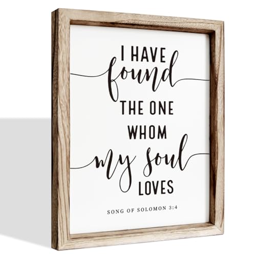 Christian Wall Decor, Master Bedroom Decoration Above Bed, Wedding Decoration, Framed Wall Plaque Sign 15 * 11.5 inches, Song of Solomon 3:4 Sign, I Have Found the One Whom My Soul Loves - color: Christian 15