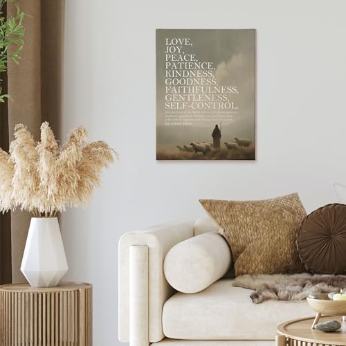 XINCEYWJ Vintage Christian Jesus Wall Art Decor, Fruit of the Spirit Bible Verse Canvas Art Prints Framed, Religious Rustic Farmhouse Pictures Wall Decorations for Home Bedroom Church, 11x14 Inches - color: love-1, size: 14"L x 11"W
