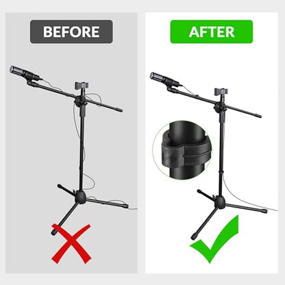 AW Adjustable Height Tripod Boom Microphone Stand Floor Dual Mic Clip - color: Black-2 Mic Clips, size: 1 pc