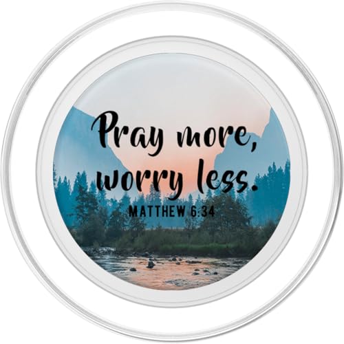 Pray More Worry Less Christian Bible Verse Matthew 6:34 PopSockets PopGrip for MagSafe - style: Magnetic PopGrip