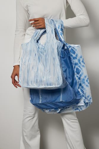 Pure Sage Reusable Grocery Bag - Stylish Shopping Bags for Groceries - Foldable Tote Bag - color: Indigo Mood
