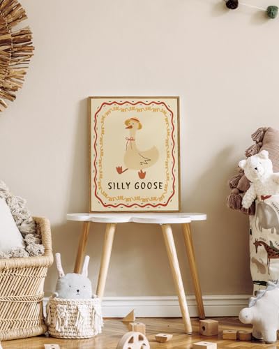 WHASAYART Cute Silly Goose Decor Funny Animal Framed Canvas Wall Art 12x16 - color: Silly Goose