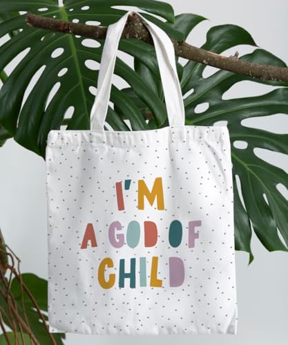 Christian Inspirational Verse Canvas Tote Bag for Women Teens Teen Girls,Grocery Reusable Shopping Bags - color: I'm a God of Child