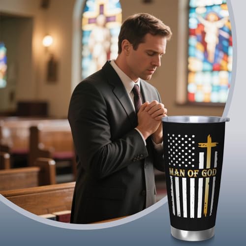 Man of God 20oz Tumbler, Religious Gift for Men - color: Black-Man of God