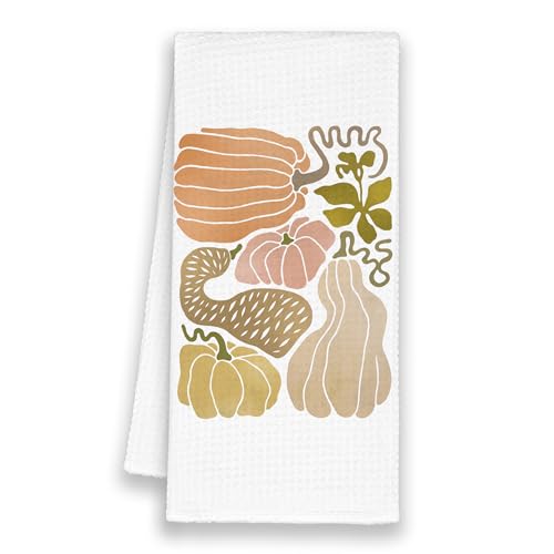 Boho Fall Pumpkin Kitchen Towels, Retro Hand Bathroom Towels for Harvest Thanksgiving Halloween, Watercolor Autumn Decorative Dish Towels Decor for Dorm Girly Room Home 16x24in - color: Pumpkin Boho