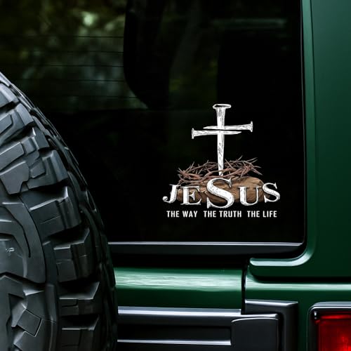 Jesus Decal for Cars - Christian Car Decal with Cross Crown of - color: Jesus Stickers 7
