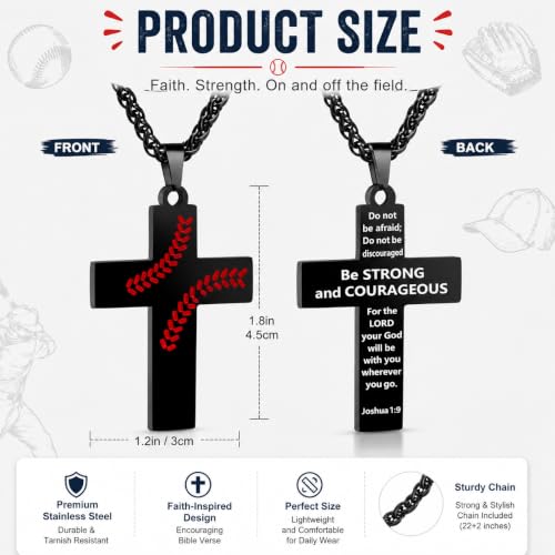 Smilelife Soccer Baseball Basketball Football Cross Necklace for Boys Men - style: Baseball