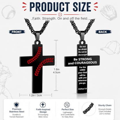 Smilelife Soccer Baseball Basketball Football Cross Necklace for Boys Men - style: Baseball