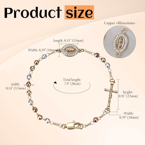 Aroncent St. Benedict and Virgin Mary Rosary Bracelet: Catholic Faith Prayer Beaded Bracelet with Cross and Medal - Religious Jewelry Gift - color: Virgin Mary