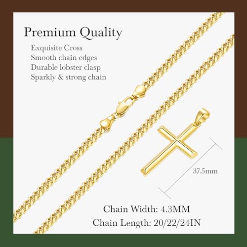 Cross Necklace for Men Gold Cross Necklace for Men - size: 22in