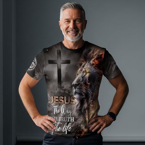 Jesus The Way The Truth and The Life Shirt, Religious Shirt for Men - color: Ds01, size: Large