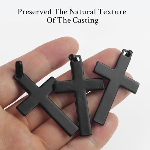 Wooden Cross Necklace for Men, Black Crucifix Pendant