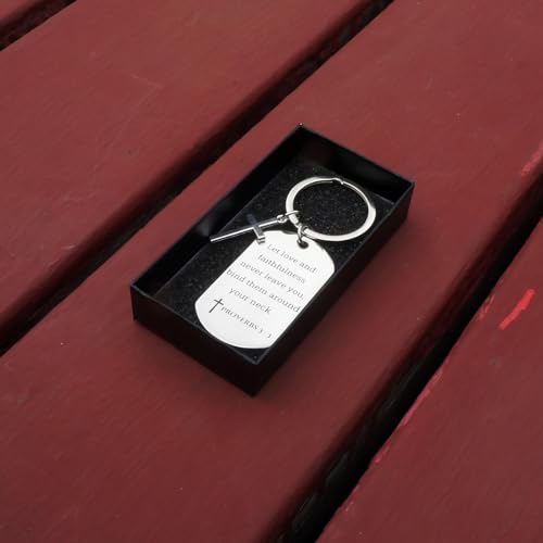 GiftYou Inspirational Scripture Metal Key Chains with Cross Pendant - Bible Verse Keychain Religious Gift for Christian - color: Proverbs 3:3