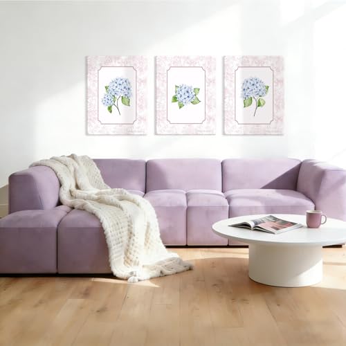 NCCXNCC 3Pcs College Style Blue Hydrangea Canvas Wall Art 12x16 Inch Frame - color: Blue Hydrangea, size: 12×16inch