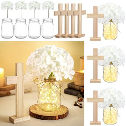 Wavwavw 37 Pcs Baptism Centerpieces for Table, Hydrangea - style: Hydrangea