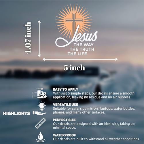 The Way The Truth The Life Christian Car Decal - color: The Way the Truth the Life Cross