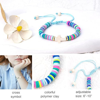 Cute Cross Bracelet Teen Girl Gifts Trendy Stuff Christian Gifts for Kids/Girls/Boys/Teens/Women Jewelry Colorful Jesus Bracelets Christmas Religious Communion Baptism Confirmation Gifts - color: 1-First Communion B