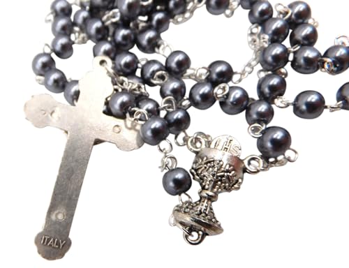 Westmon Works First Holy Communion Rosary Beads with Metal Crucifix & Center for Him Deluxe Set with Gift Bag