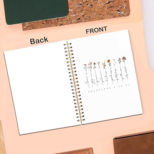 White Christian Journaling Notebook, Galatians 5:22-23 Bible Notebooks for Note Taking, Scripture Journals for Writing, Prayer Journal for Woman, Religious Spiral Notebook 5.5x8.3 Inch - color: 5:22-23 white