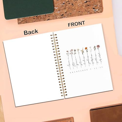 White Christian Journaling Notebook, Galatians 5:22-23 Bible Notebooks for Note Taking, Scripture Journals for Writing, Prayer Journal for Woman, Religious Spiral Notebook 5.5x8.3 Inch - color: 5:22-23 white