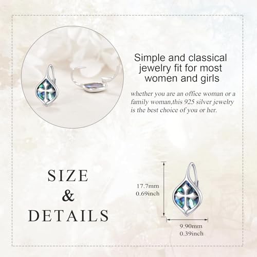 Celtic Trinity Knot Earrings for Women 925 Sterling Silver Triquetra Knot Leverback Abalone Shell Irish Jewelry Tree of Life Gift - style: cross