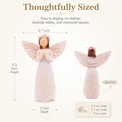 Guardian Angel Figurine, 5.5 Inch Praying Angel Statue, Hand-Painted Resin Angel Sculpture, Sympathy Gift for Memorial Remembrance Keepsake, Encouragement Gift for Women Friend Family