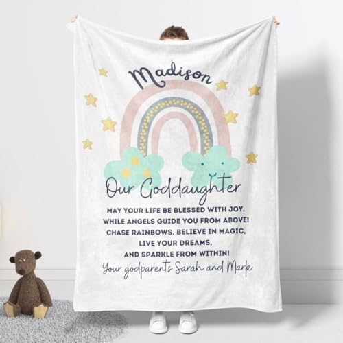 Monogram Blankets for Girls, Personalized Goddaughter Blanket, Baby Girl Communion Blanket Quilt, Christian Blessing Throw, Baptismal Coverlet, Spiritual Keepsake Blankets - color: #Ver9