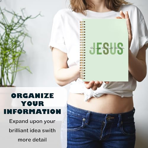 Boho Christian Notebook Journal, Christian Gifts for Women, Bible Notebooks for Note Taking, Bible Journaling Notebook, Jesus the Way the Truth the Life Hardcover Spiral Notebook 5.5x8.3 green - color: white Bible-monotonous jesus green