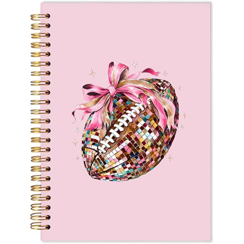 Coquette Pink Bow Football Notebook Journal,Football Gifts for Women, Football Mom Gifts, Preppy Notebook Journal for Note Taking Work, Spiral Notebook, 5.5x8.3 Inch - color: Multiple Color-9