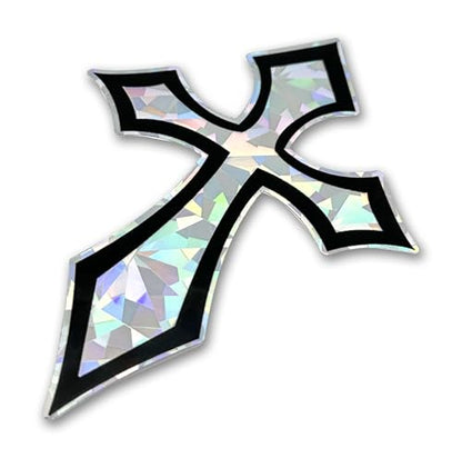 Elektroplate Christian Pointed Gothic Cross Reflective Car Decal 4" - color: Pointed Reflective