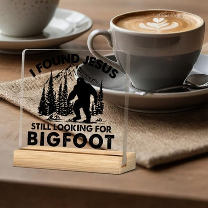 Christian Home Decor, Funny Bigfoot Acrylic Desk Sign - color: M60A14