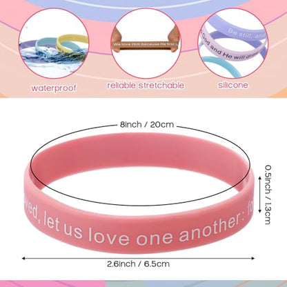 Estune 120 Pcs Bible Verse Bracelets Christian Wristbands, Macaroon Color - color: Macaroon Color