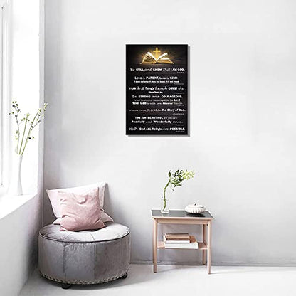 Christian Gifts for Women Motivational Wall Art for Living Room Bedroom Bathroom Kitchen Décor Inspirational Bible Verse Christian Canvas Wall Art Framed Wall Art Rustic Scripture God Says Canvas - size: 24"L x 16"W