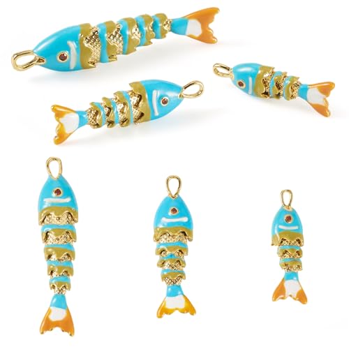 Craftdady Enamel Koi Fish Charms Long-Lasting Plated CZ Sea Ocean Life Animals Pendants 18K Gold Plated Goldfish Charms for Jewelry Making Bracelets Earrings - color: Light Sky Blue