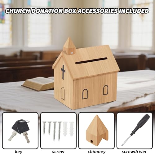Offering Boxes for Church - Prayer Request Box, Wood Church Offering Collection Tithing Donation Fundraising Box 9.1 x 6.7 x 11.8 in