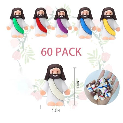 AKFAHOIF Mini Jesus Figures, Set of 60pcs Action Figures Little Jesus Figures, Tiny Jesus Figures to Hide and Seek Religious Gifts for Easter Egg Stuffers - color: Mix