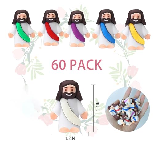 AKFAHOIF Mini Jesus Figures, Set of 60pcs Action Figures Little Jesus Figures, Tiny Jesus Figures to Hide and Seek Religious Gifts for Easter Egg Stuffers - color: Mix