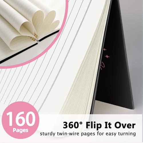 LIANGW Black and Pink Bow Church Notes Notebook for Note Taking - color: Proverbs 31:25 - Black